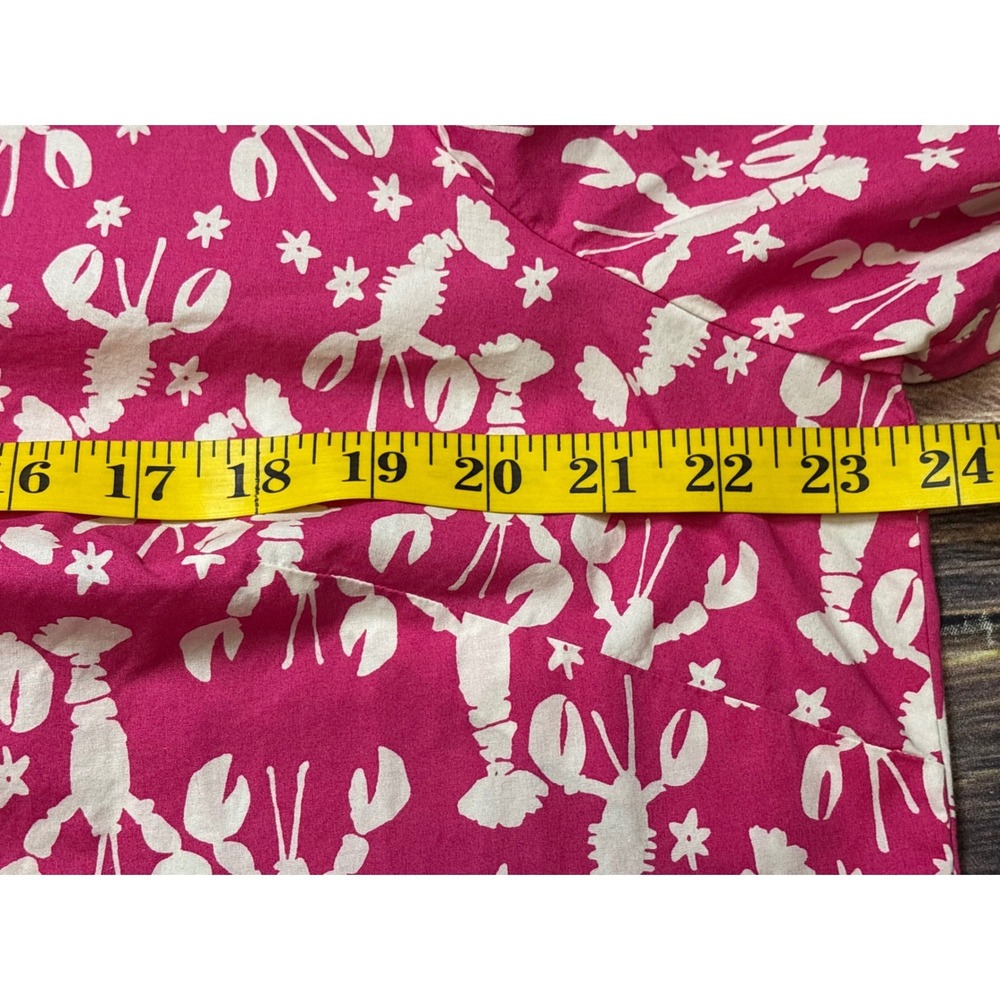 Talbots Tunic Top Womens 1X Pink Lobster Starfish Cotton Nautical 3/4 Sleeve - Picture 7 of 14